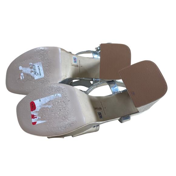 Larroude Bee Platform Sandals Silver Women's Size 8 Excellent Used Condition - Picture 5 of 7